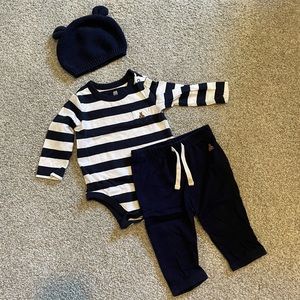 BABY GAP 6-12M Navy Stripe Set